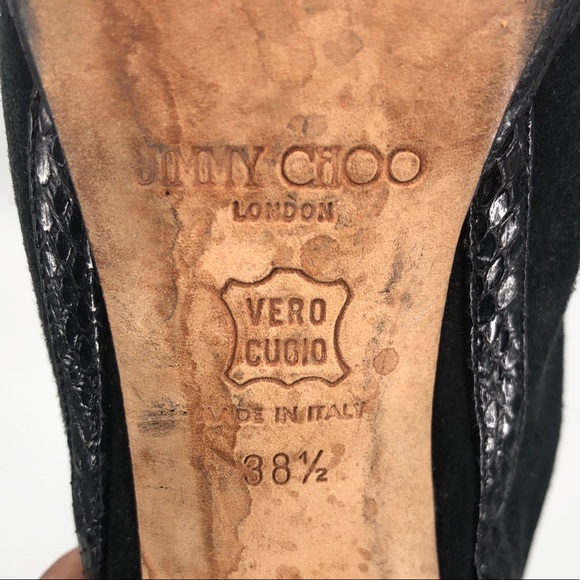 - Jimmy Choo Suede & Snakeskin Stiletto Boots 38.5 - Picture 8 of 10